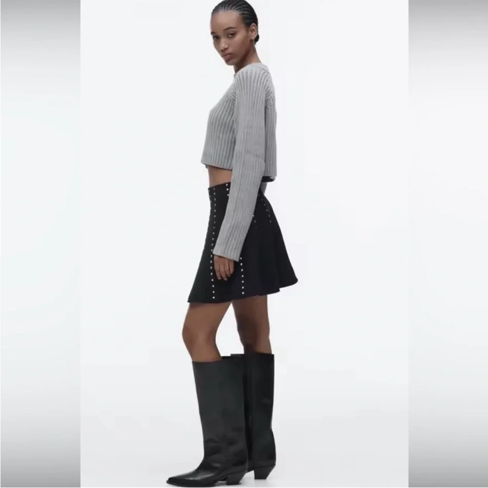 Zara Black Studded Circle Skirt - Picture 6 of 8